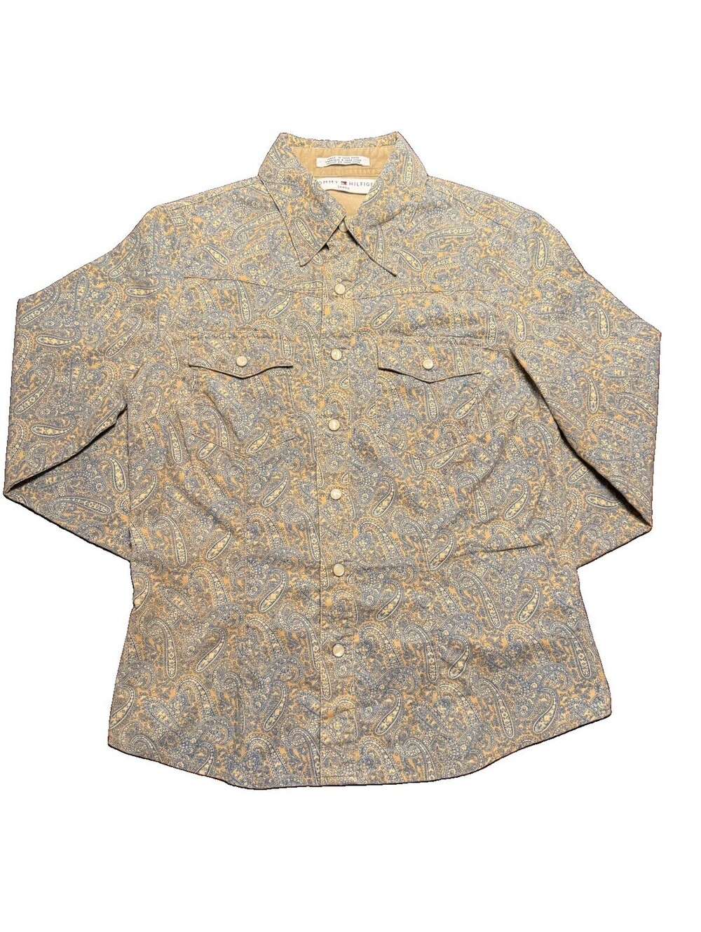 Vintage Tommy Hilfiger Western Shirt Womens Medium Paisley Pearl Snap Cotton